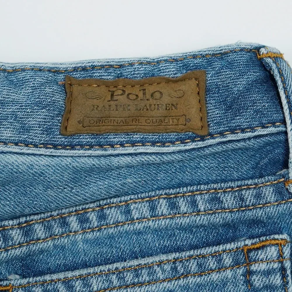 Polo Ralph Lauren Girls Denim Shorts Size M 8 Blue Frayed Hem Cotton